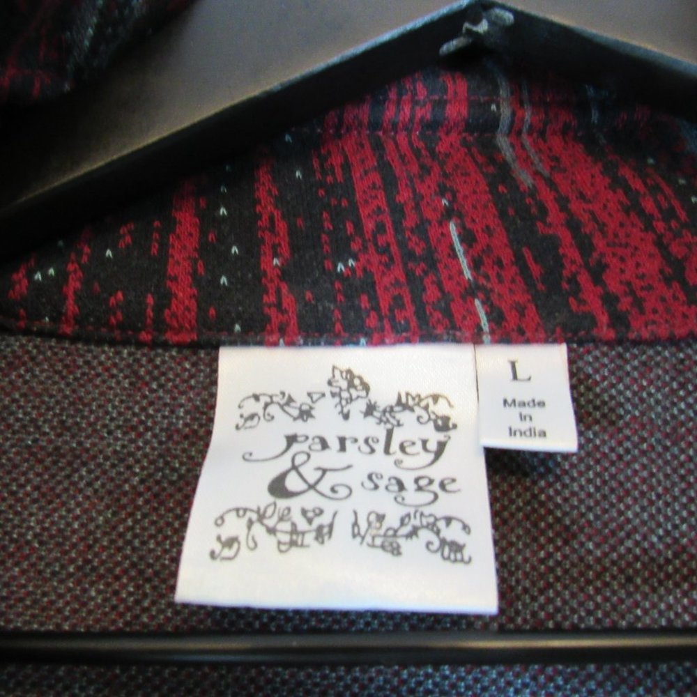 Parsley & Sage Red Gray Button Front Sweater Coat - image 3